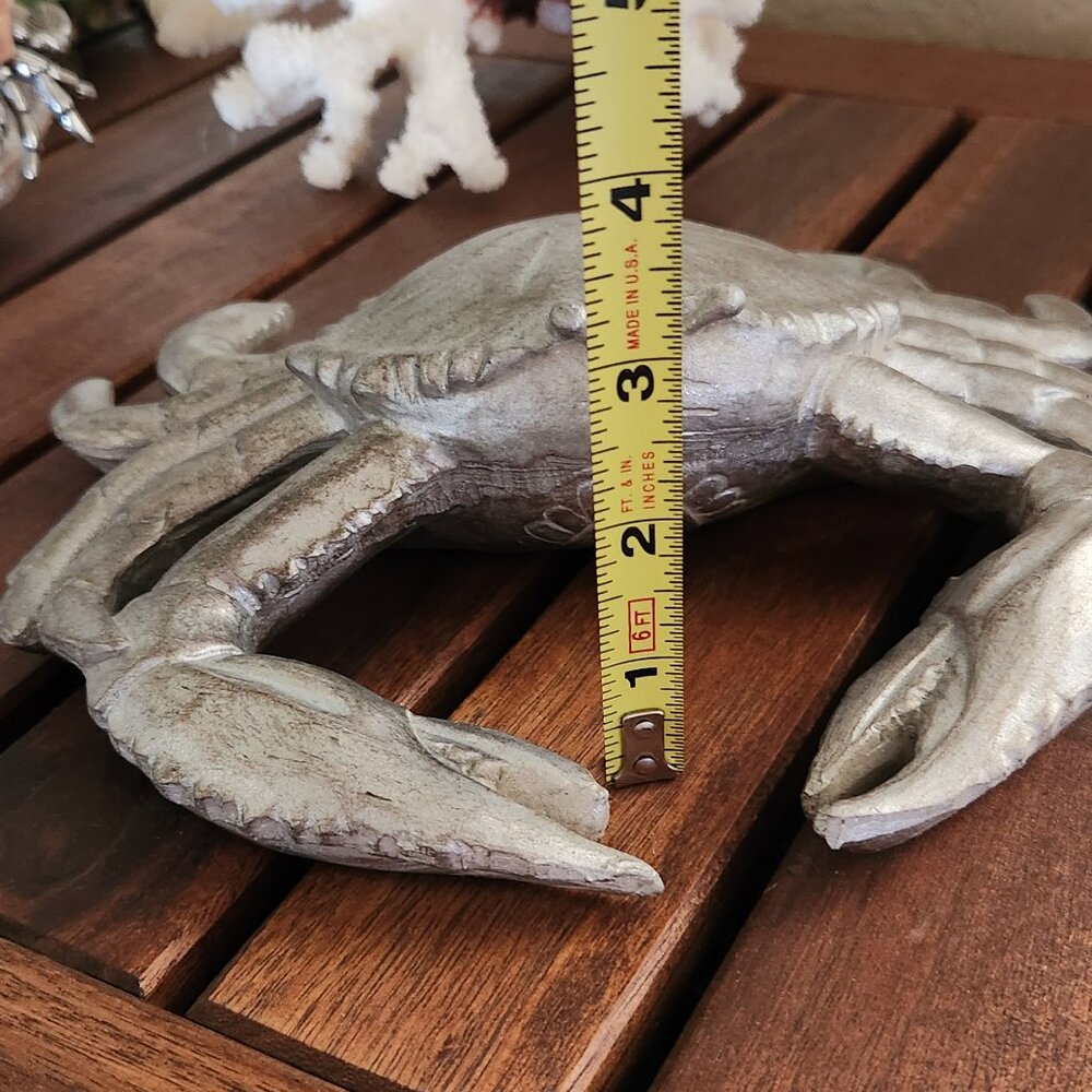 Silver painted crab decor - Picture 4 of 5